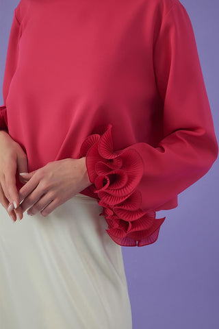Lady Sleeve Pleat Detailed Blouse Pink