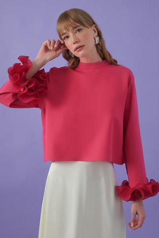 Lady Sleeve Pleat Detailed Blouse Pink