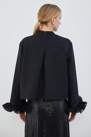 Lady Sleeve Pleat Detailed Blouse Black
