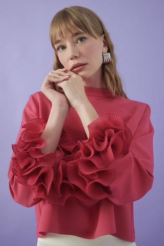 Lady Sleeve Pleat Detailed Blouse Pink