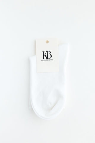 Non-Elastic Crew Socks Ecru