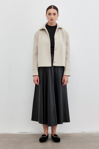 Leather Flared Skirt Black