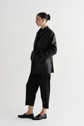 Leather Slit Blazer Black
