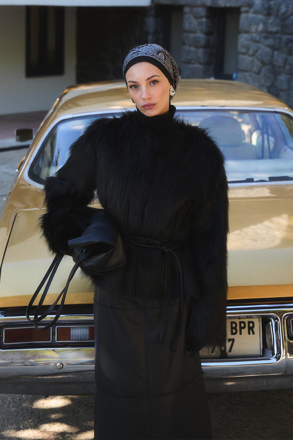 Leni Fur Jacket Black