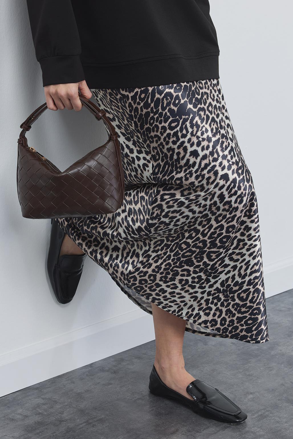 Leopard Striped Straight Cut Skirt