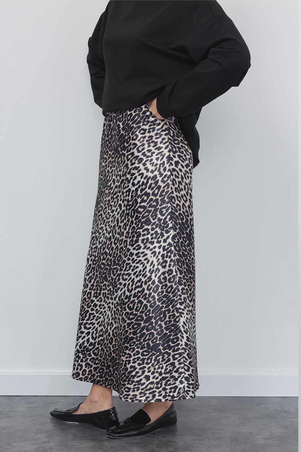 Leopard Striped Straight Cut Skirt