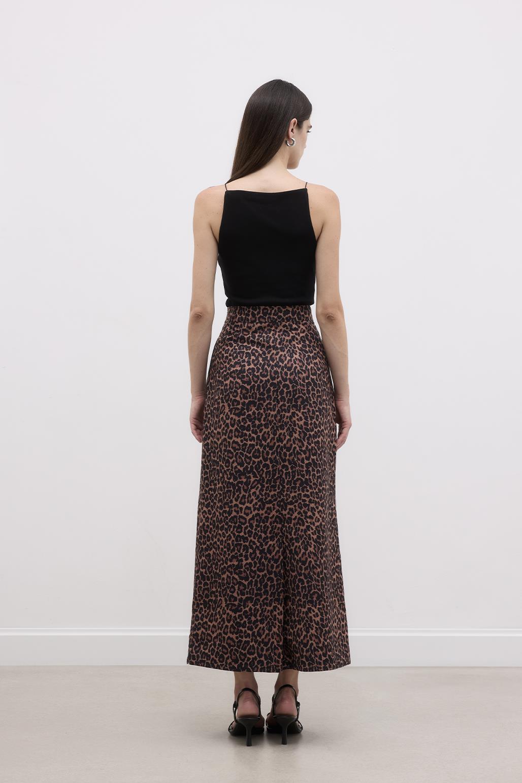 Leopard Patterned Pencil Skirt Leopard