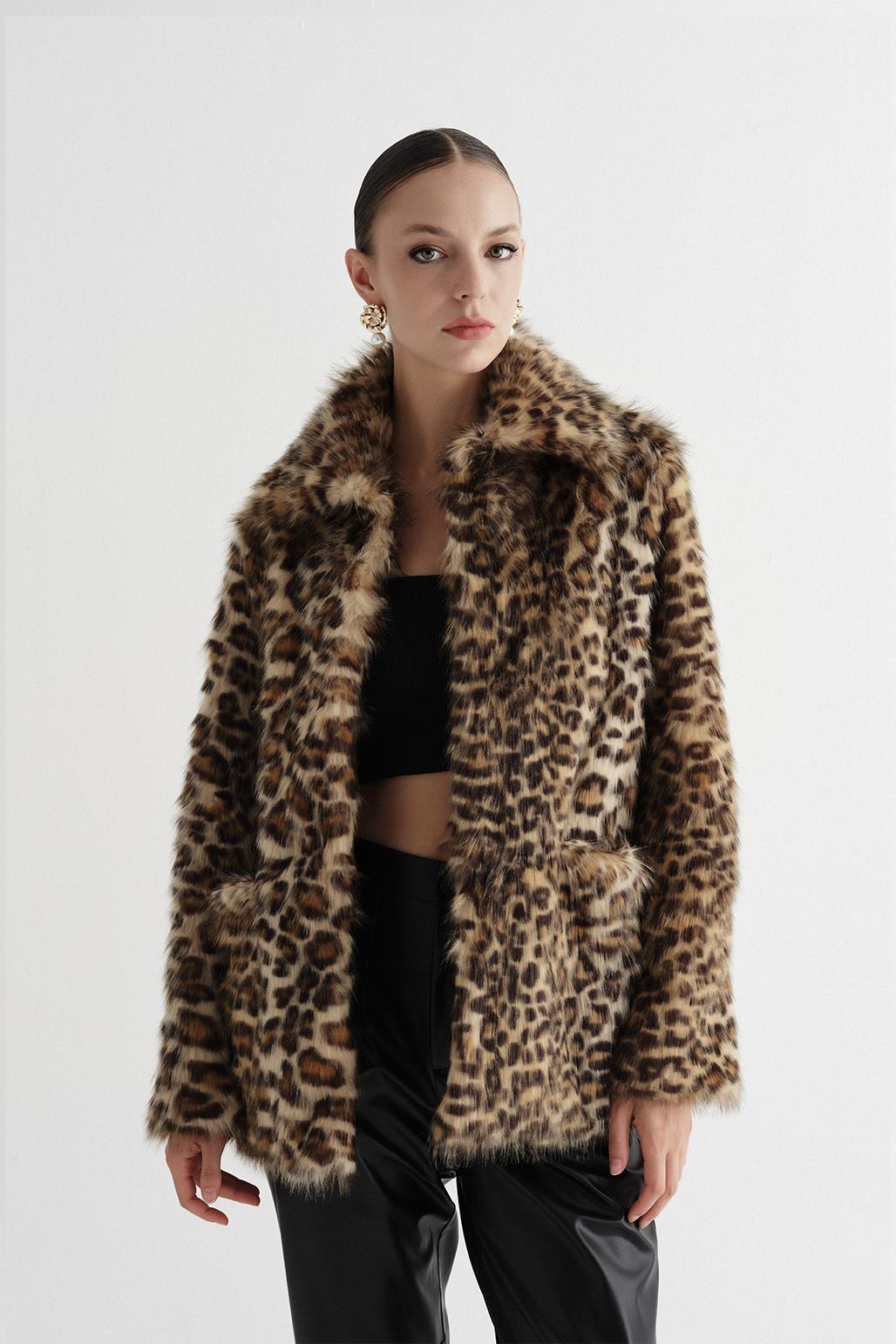 Print Fur Coat Leopard