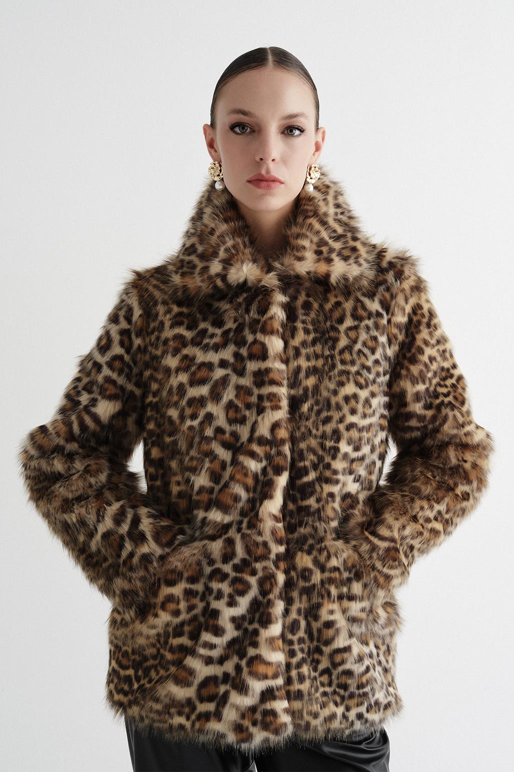 Print Fur Coat Leopard