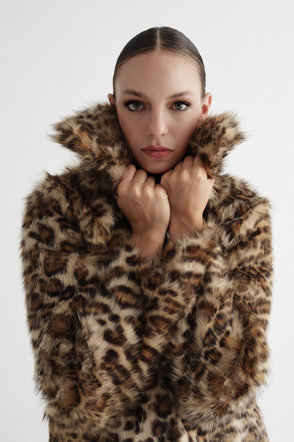 Print Fur Coat Leopard