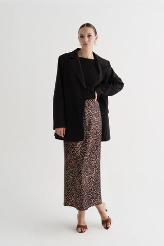 Leopard Print Pencil Skirt Satin