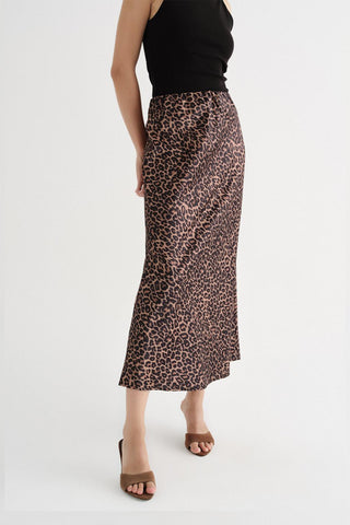 Leopard Print Pencil Skirt Satin