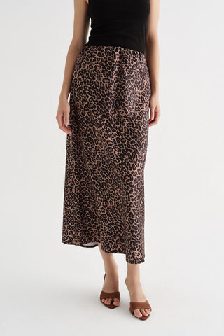 Leopard Print Pencil Skirt Satin