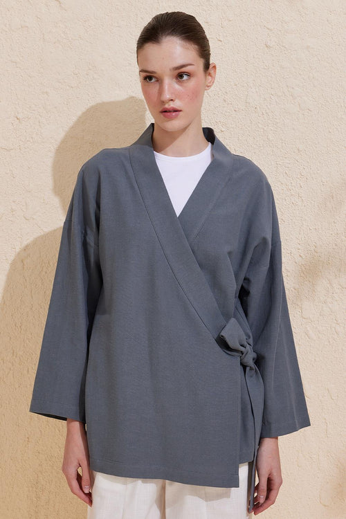 Lexi Wrap Summer Kimono Gray