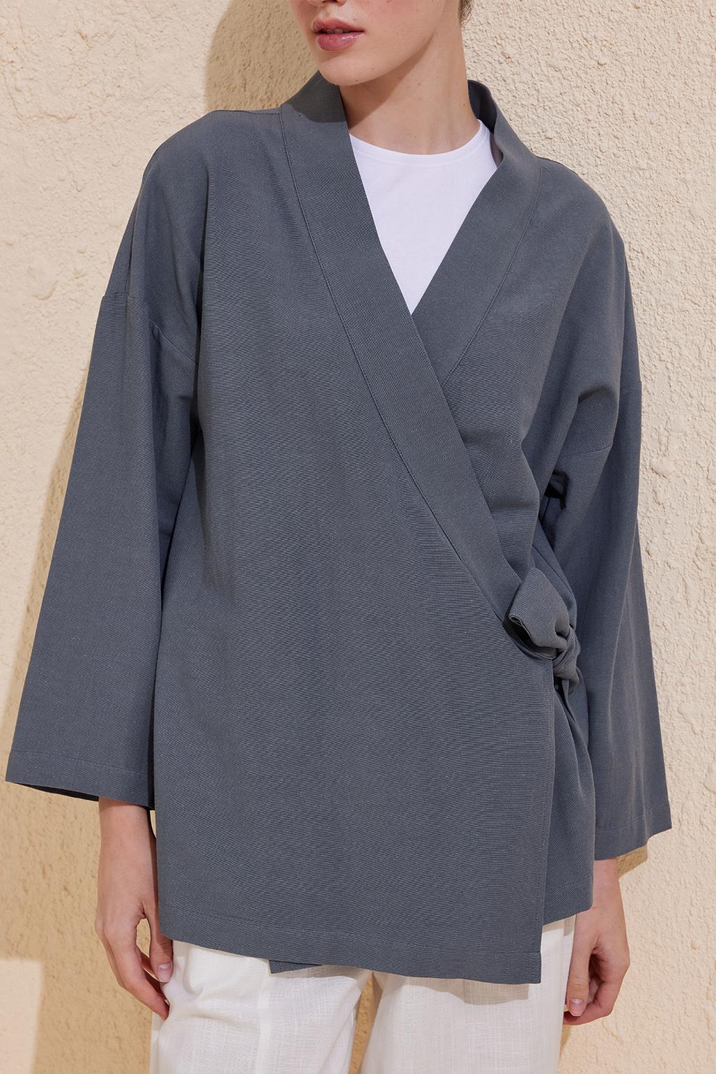 Lexi Wrap Summer Kimono Gray