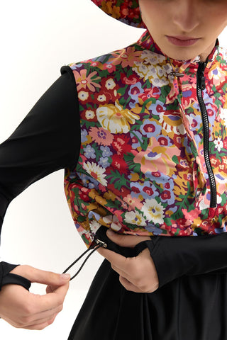 Stretch Floral Patterned Swimsuit Set Burgundy