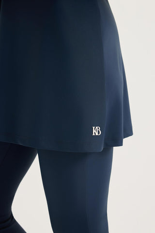 Stretch Stand Collar Modest Swimwear Set Navy