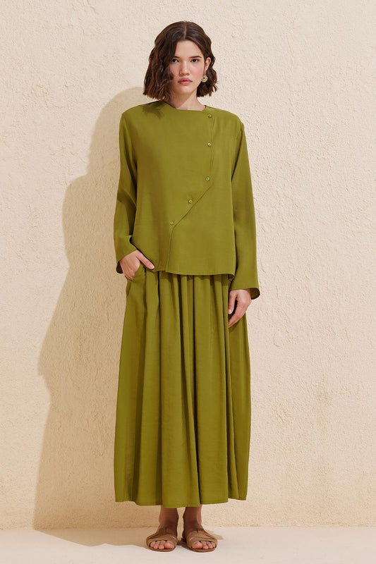 Lily Shirt Skirt Set Green