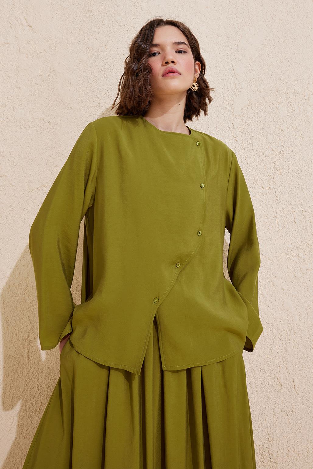Lily Shirt Skirt Set Green