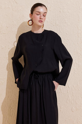 Lily Shirt Skirt Set Black