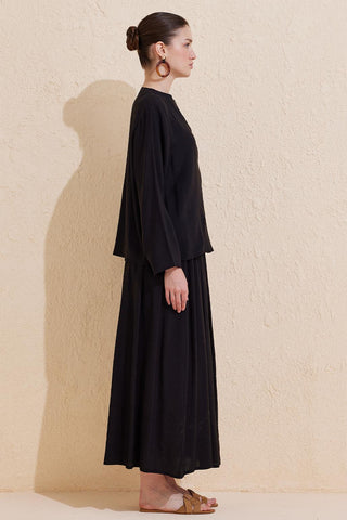 Lily Shirt Skirt Set Black