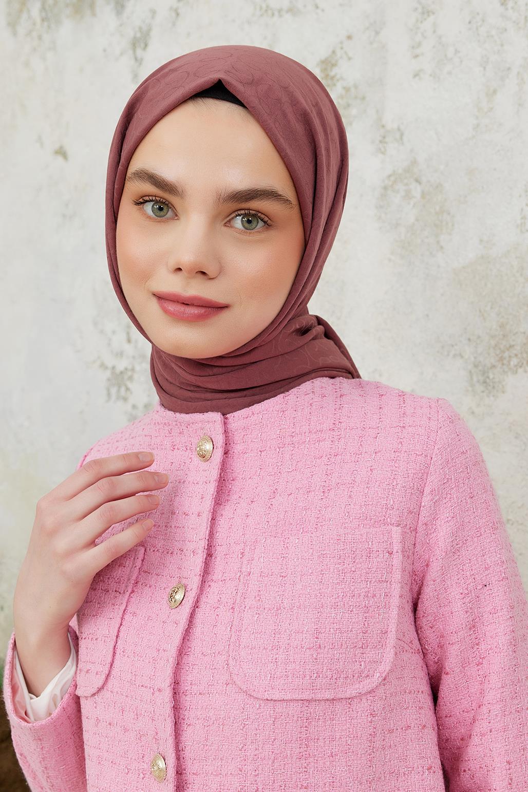 Lilya Pattern Modal Jacquard Shawl Dusty Rose