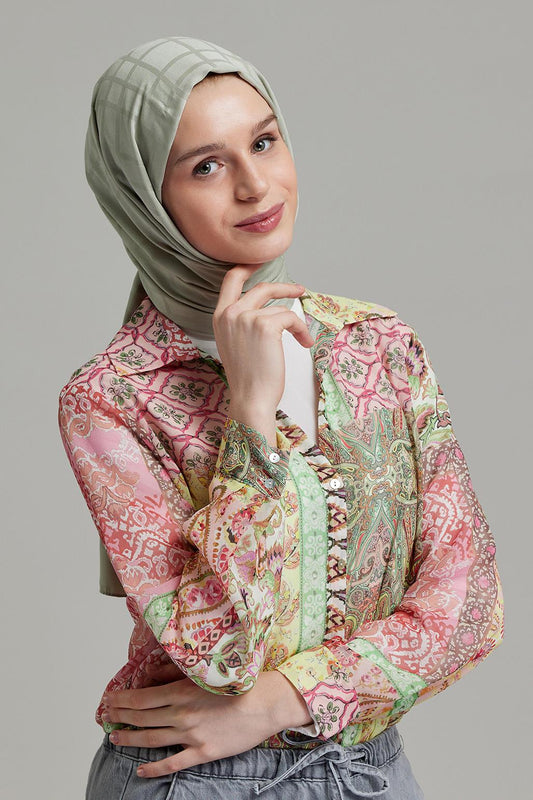 Linea Pattern Modal Jacquard Shawl Green