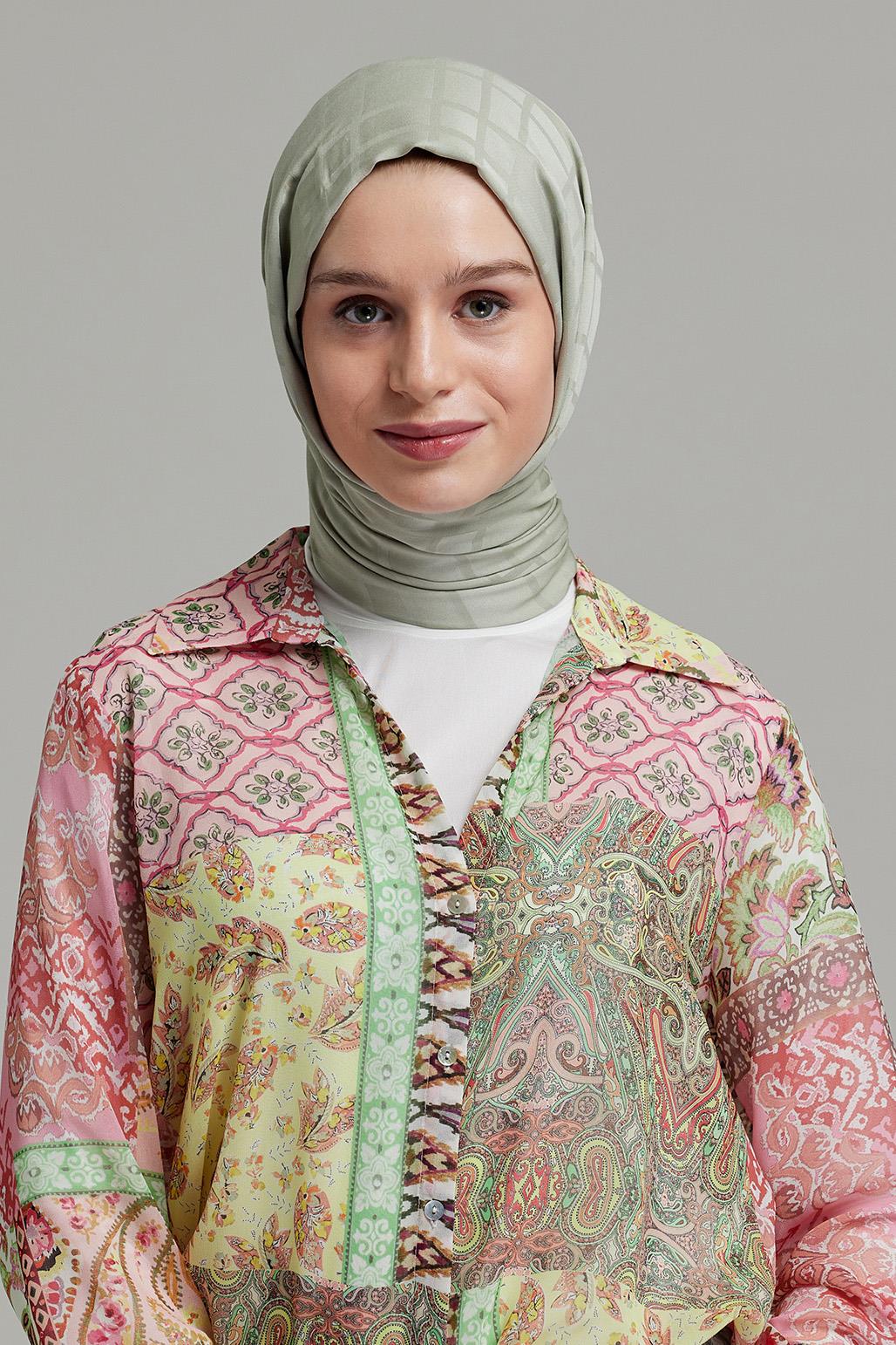 Linea Pattern Modal Jacquard Shawl Green