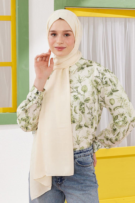 Linea Pattern Modal Jacquard Shawl Ecru