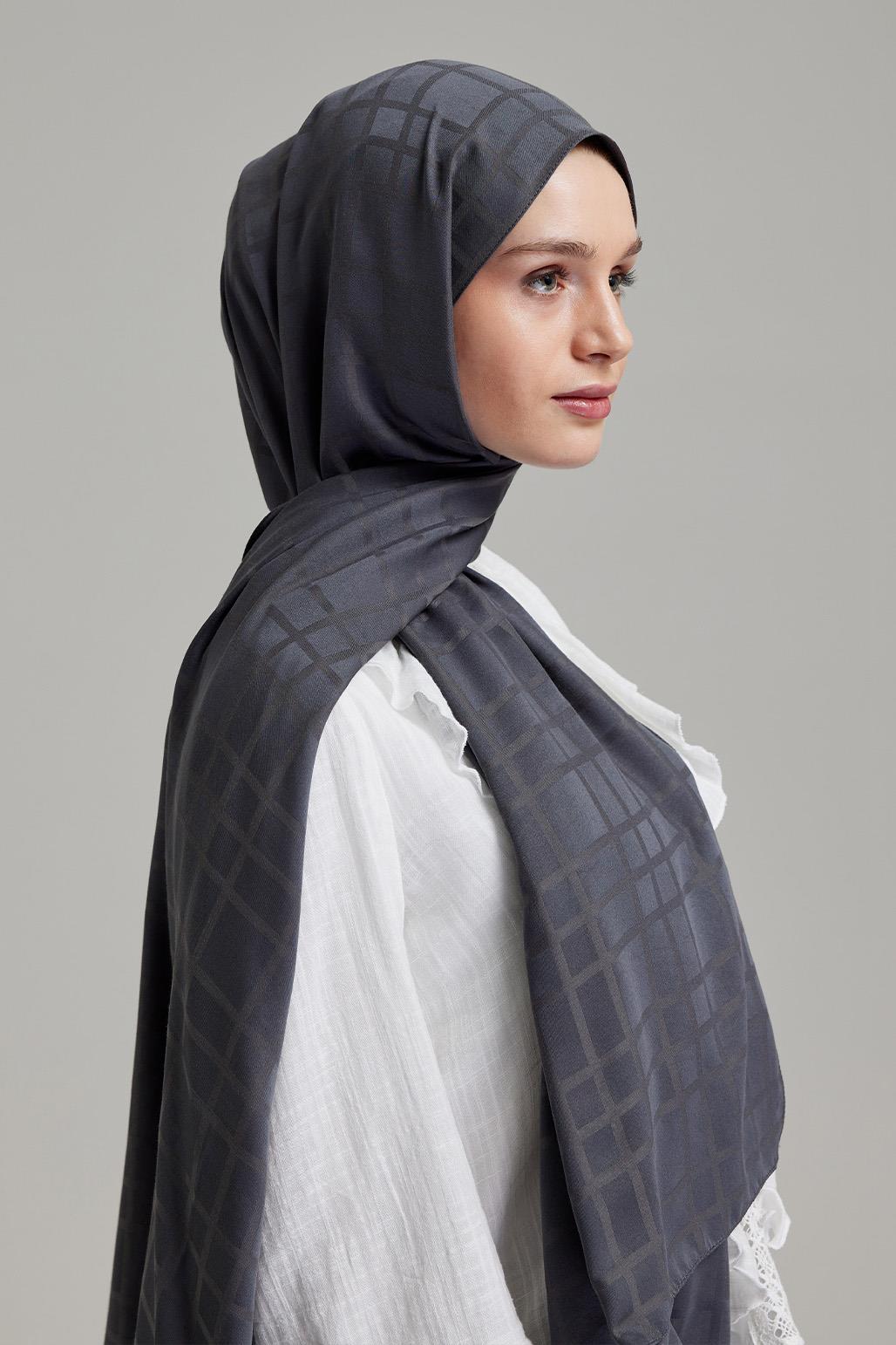 Linea Pattern Modal Jacquard Shawl Smoke