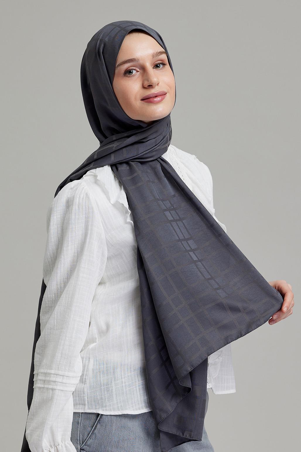 Linea Pattern Modal Jacquard Shawl Smoke