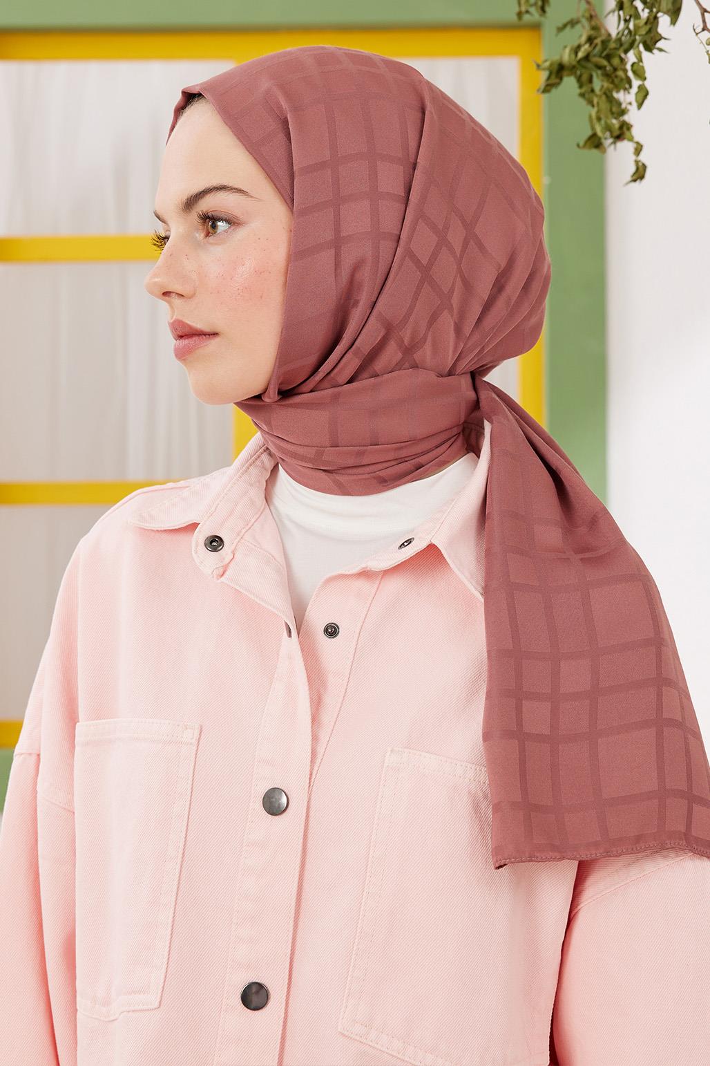 Linea Pattern Modal Jacquard Shawl Dusty Rose