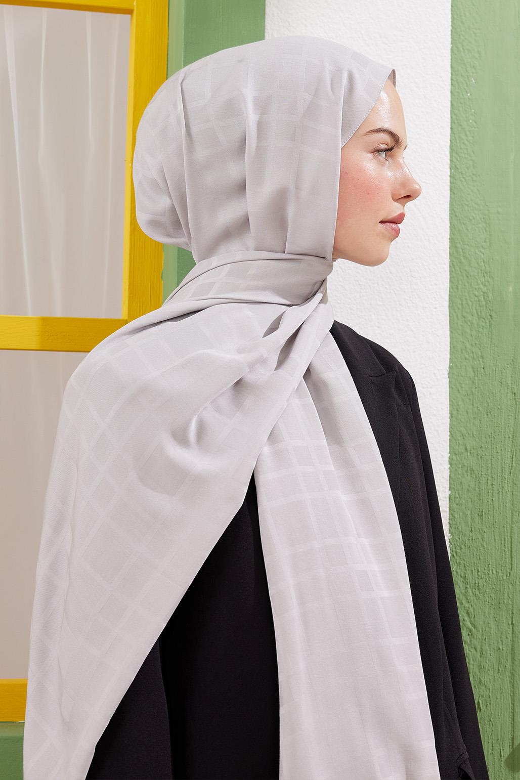 Linea Pattern Modal Jacquard Shawl Silver