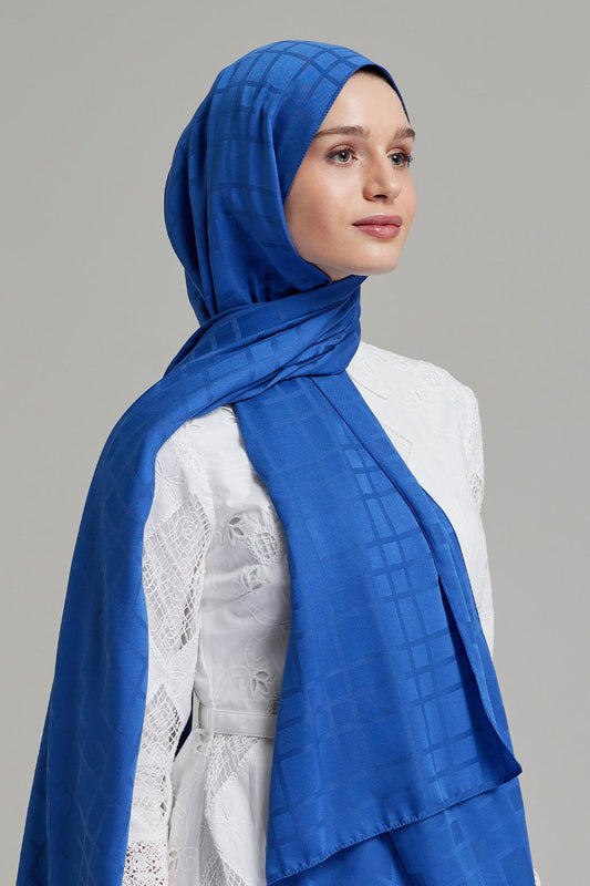 Linea Pattern Modal Jacquard Shawl Denim Blue