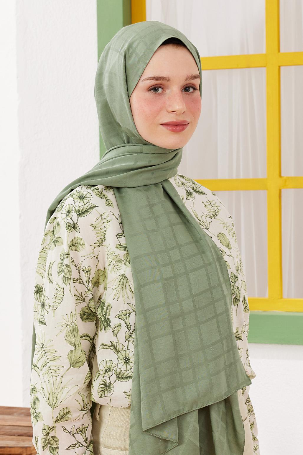 Linea Pattern Modal Jacquard Shawl Soft Green