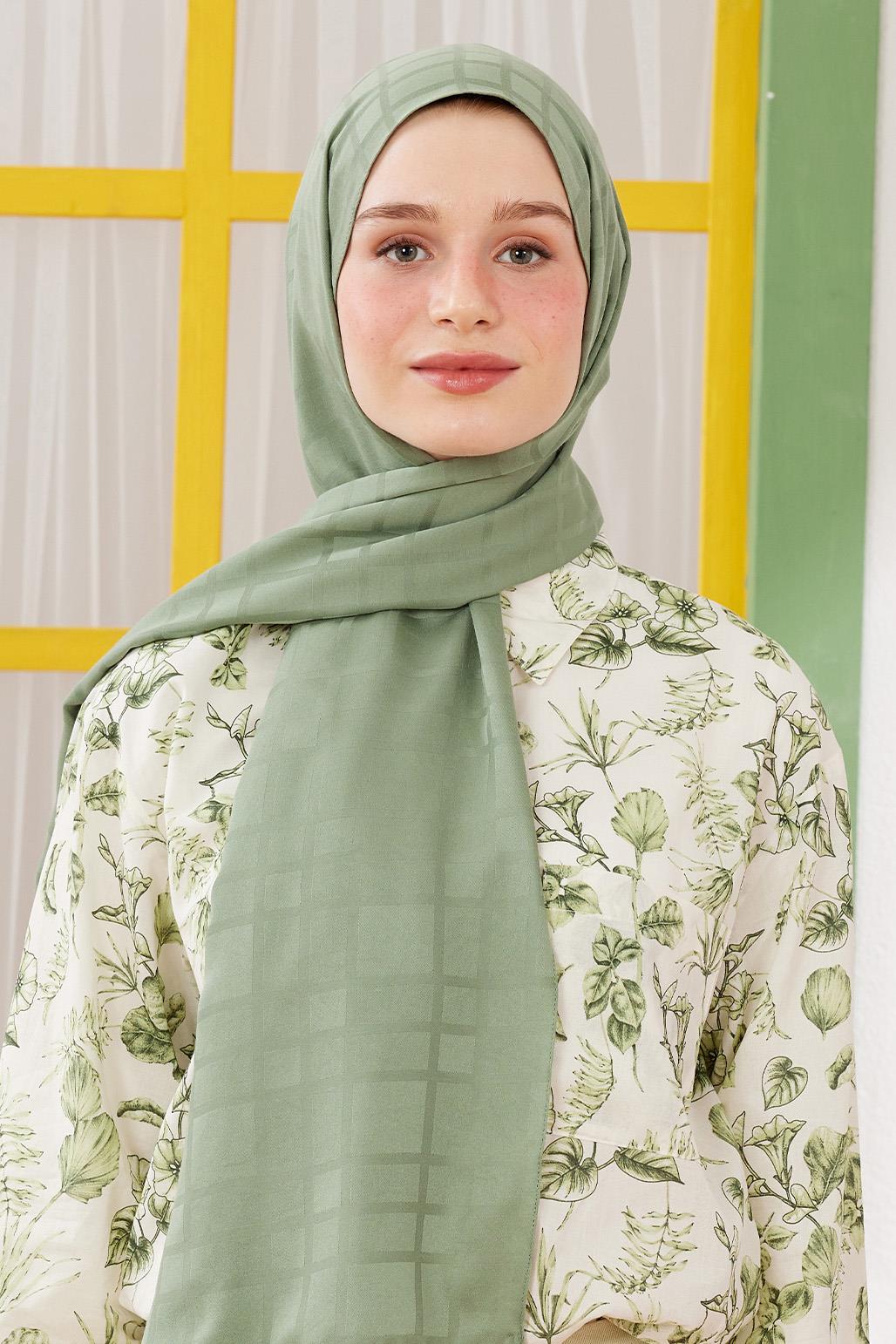 Linea Pattern Modal Jacquard Shawl Soft Green