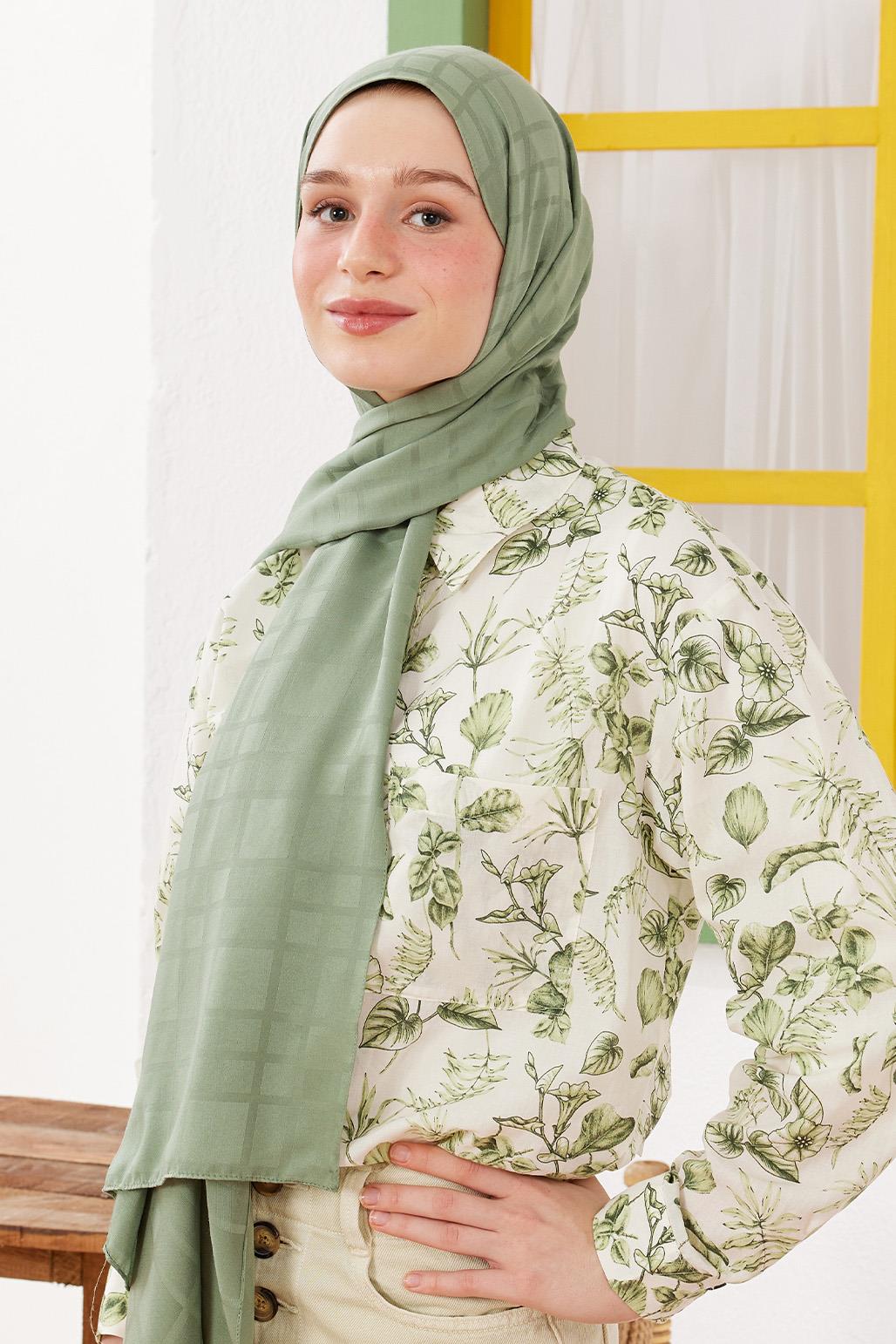 Linea Pattern Modal Jacquard Shawl Soft Green