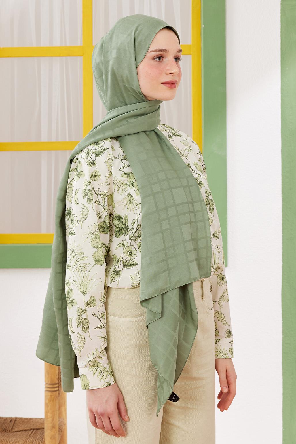 Linea Pattern Modal Jacquard Shawl Soft Green