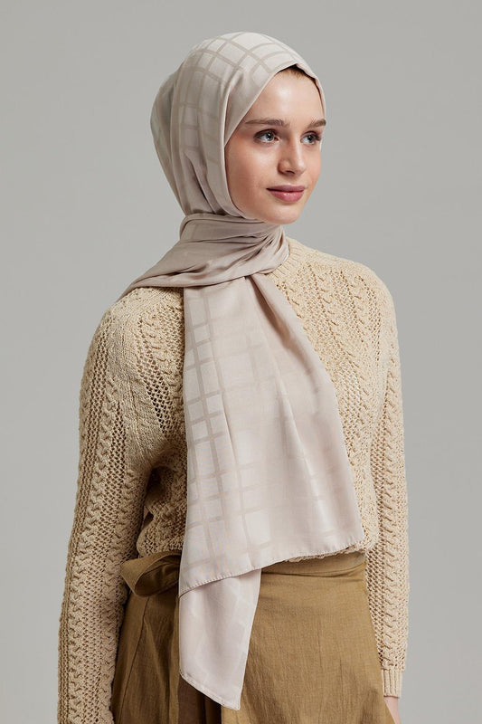 Linea Pattern Modal Jacquard Shawl Stone