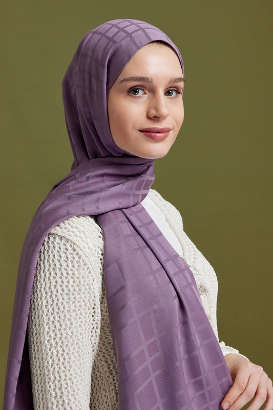 Linea Pattern Modal Jacquard Shawl Violet