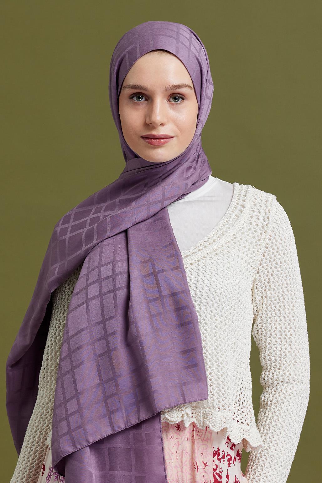 Linea Pattern Modal Jacquard Shawl Violet