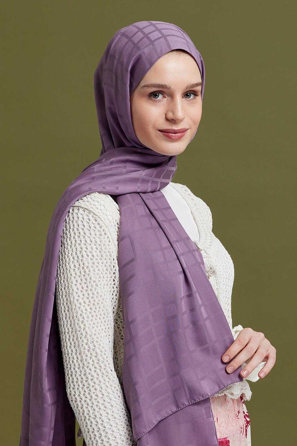 Linea Pattern Modal Jacquard Shawl Violet