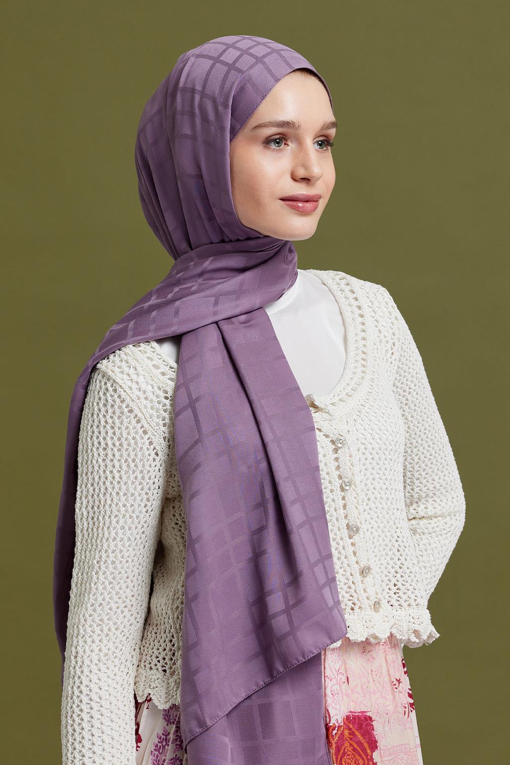 Linea Pattern Modal Jacquard Shawl Violet