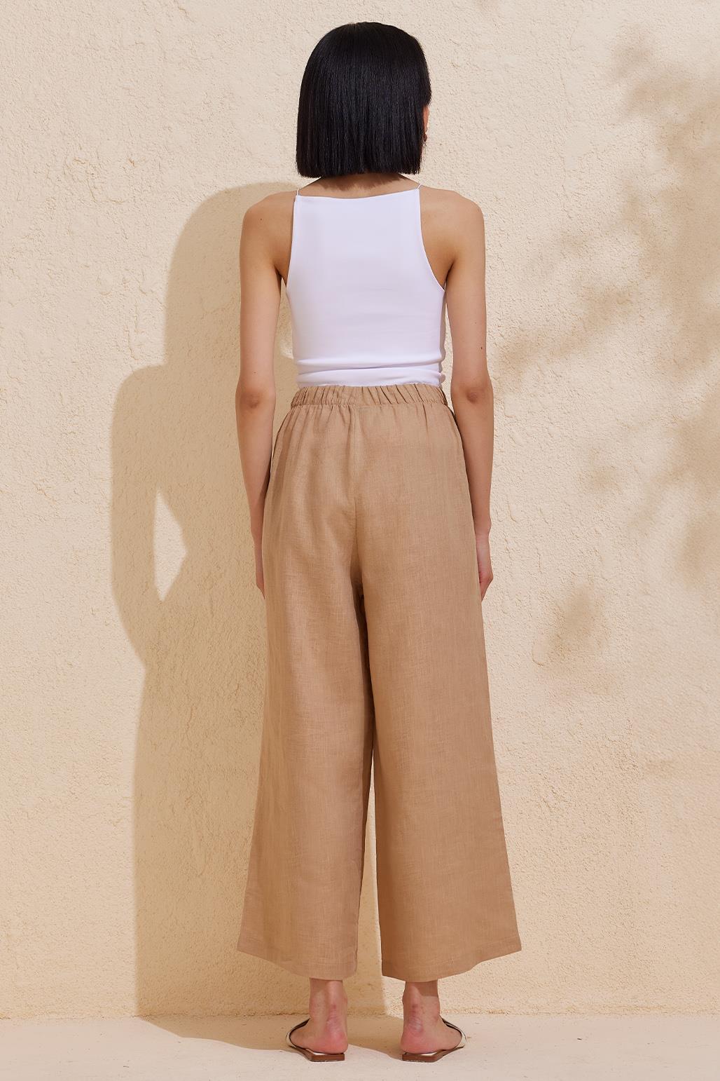 Linen Loose Trousers Camel