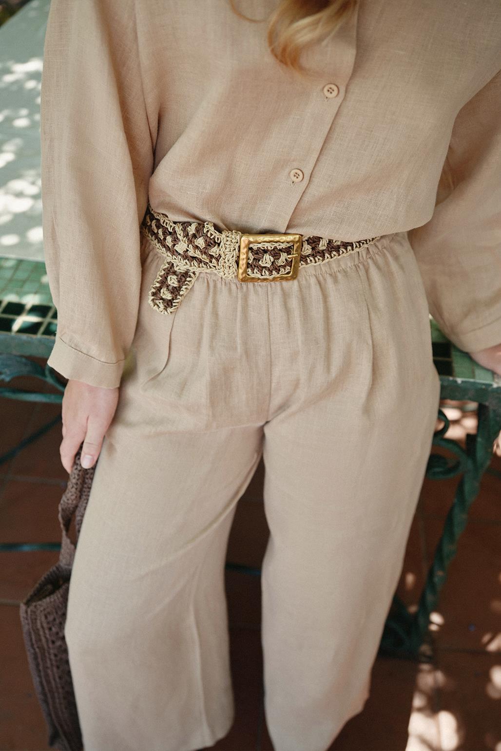 Linen Loose Trousers Camel