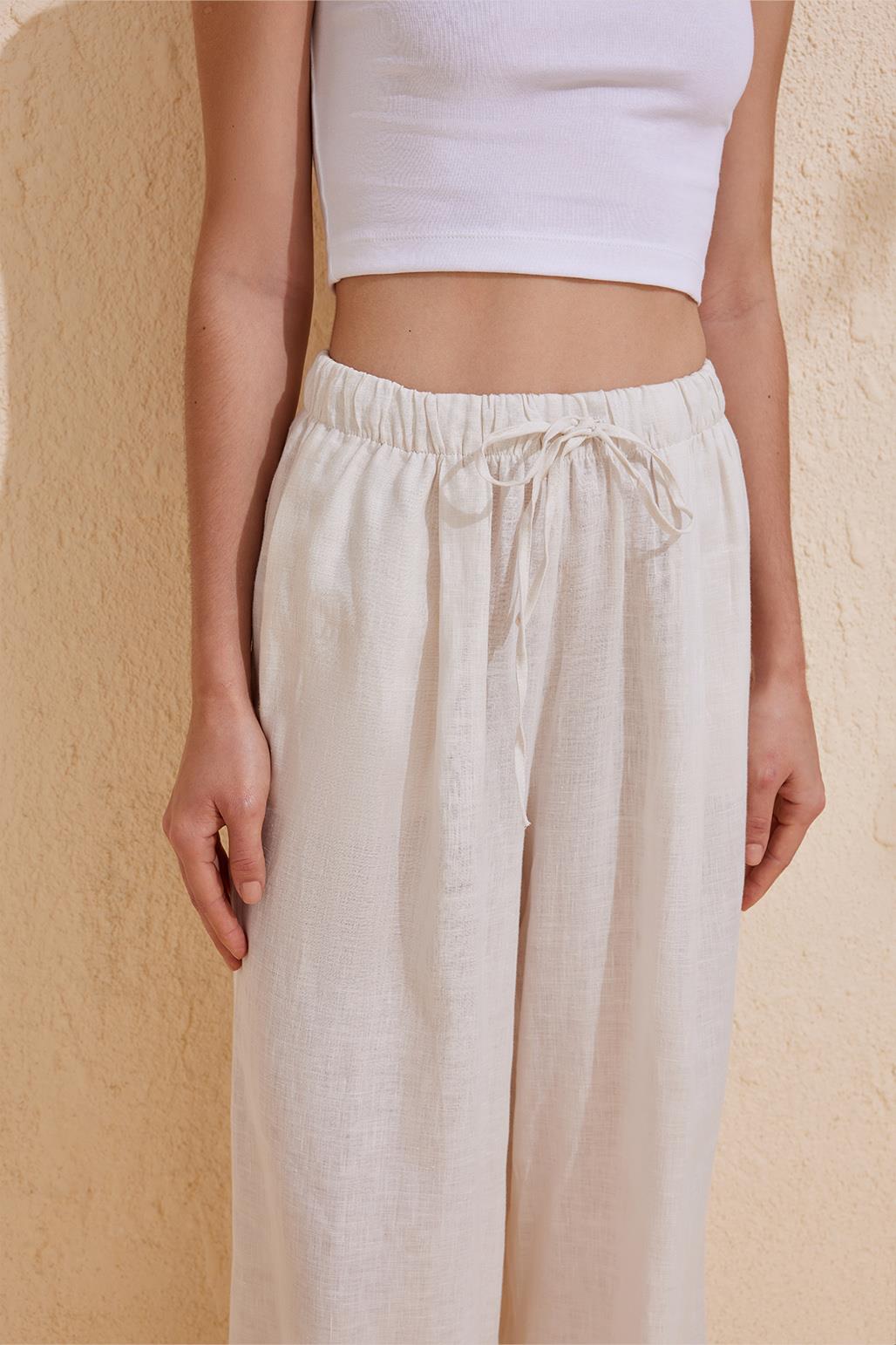 Linen Loose Trousers Ecru