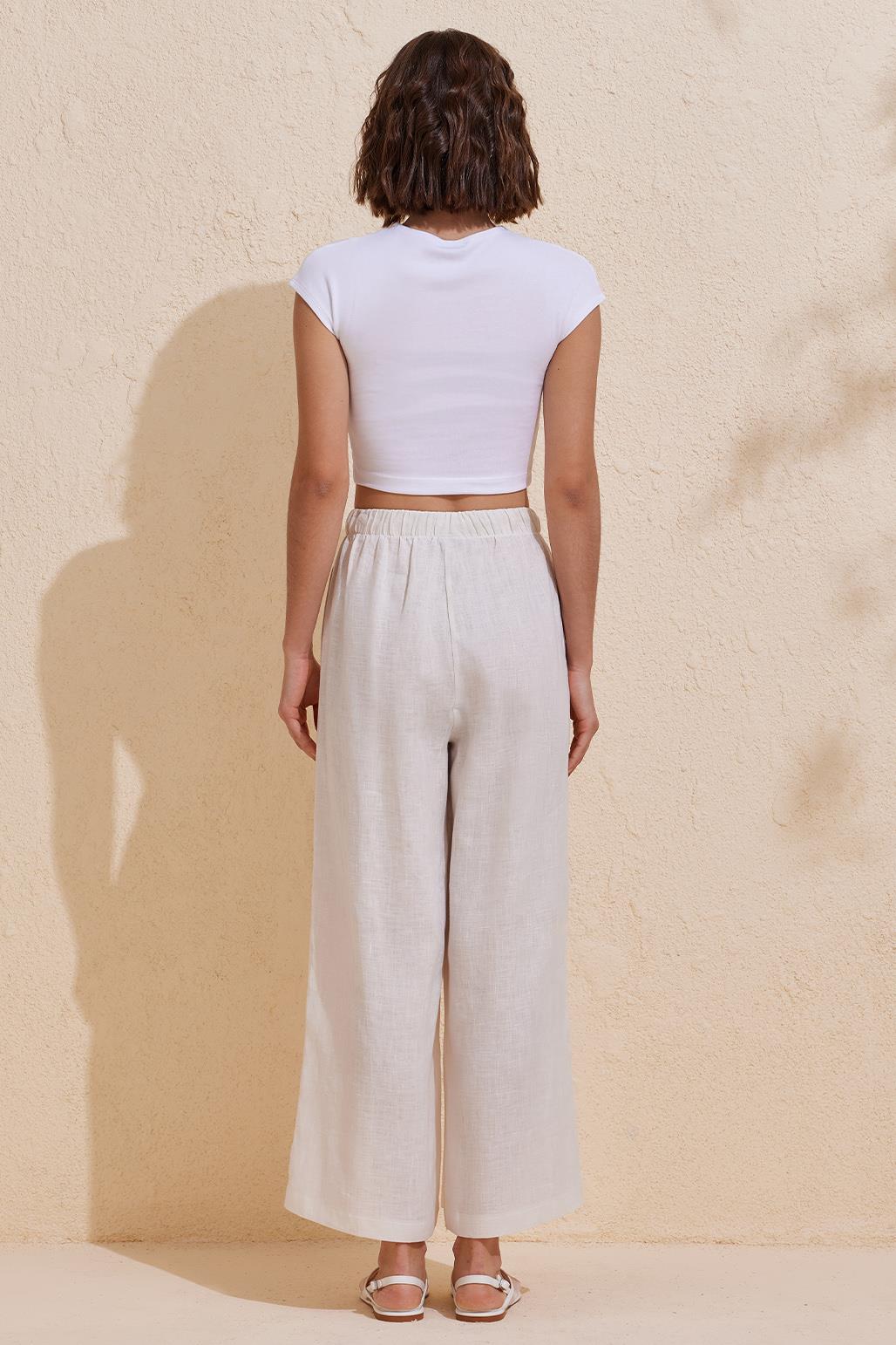 Linen Loose Trousers Ecru