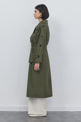 Liona Long Trench Khaki Green