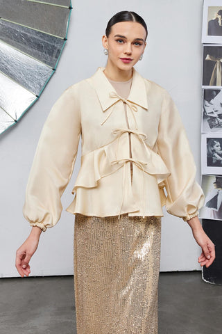 Liva Lace-Up Jacket Cream