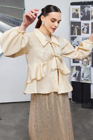 Liva Lace-Up Jacket Cream